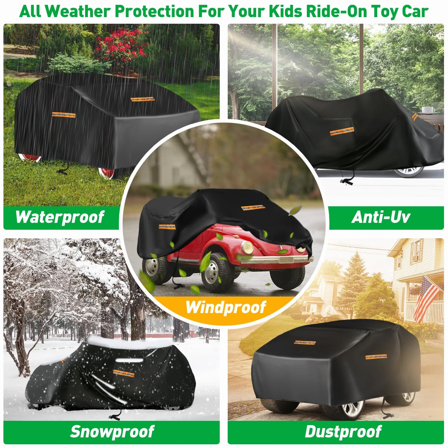 Copertura per Auto Giocattolo Grande, Tela Resistente 420D Oxford per Auto Giocattolo per Bambini, Coperture Universali per Veicoli Elettrici per Bambini, Impermeabile, Anti-UV, con Striscia