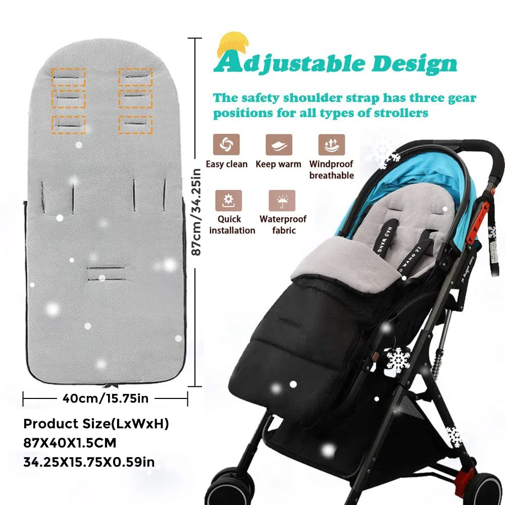 auvstar Sacco Passeggino Universale, Coprigambe Passeggino Universale 3 in 1 Passeggino Tappetino Coprigambe Passeggino Bunting Bag Impermeabile Antivento Freddo Staccabile (Grigio)