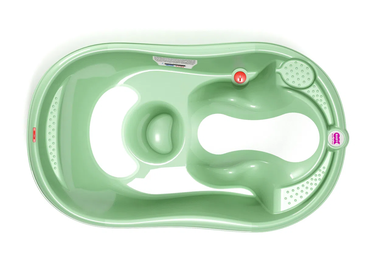 OKBABY Onda Evolution - Vaschetta dal Design Ergonomico con Seduta Antiscivolo per il Bagnetto del Neonato 0-12 Mesi - Verde