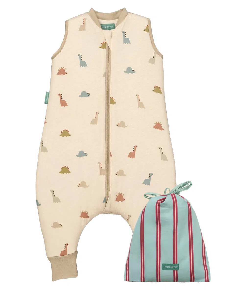 molis&co - Sacco Nanna con Piedini - Sacco Nanna Invernale per Bambini - Sacchi Nanna 2.5 tog con Piedini - 100% Cotone (Oeko-Tex 100) - Dinos (1 Anno)
