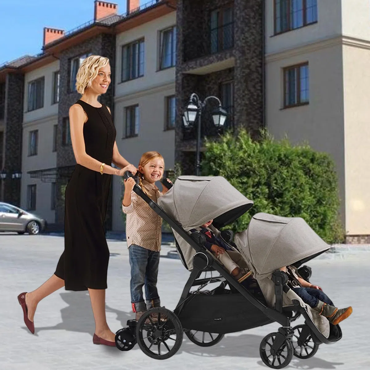 Pedana Passeggino Universale con Sellino, Buggy Board con Borsa per Passeggino, Tavola Passeggino per Adatto al 99% dei Passeggini, per Bambini di 2-6 Anni (Carica 25 kg)