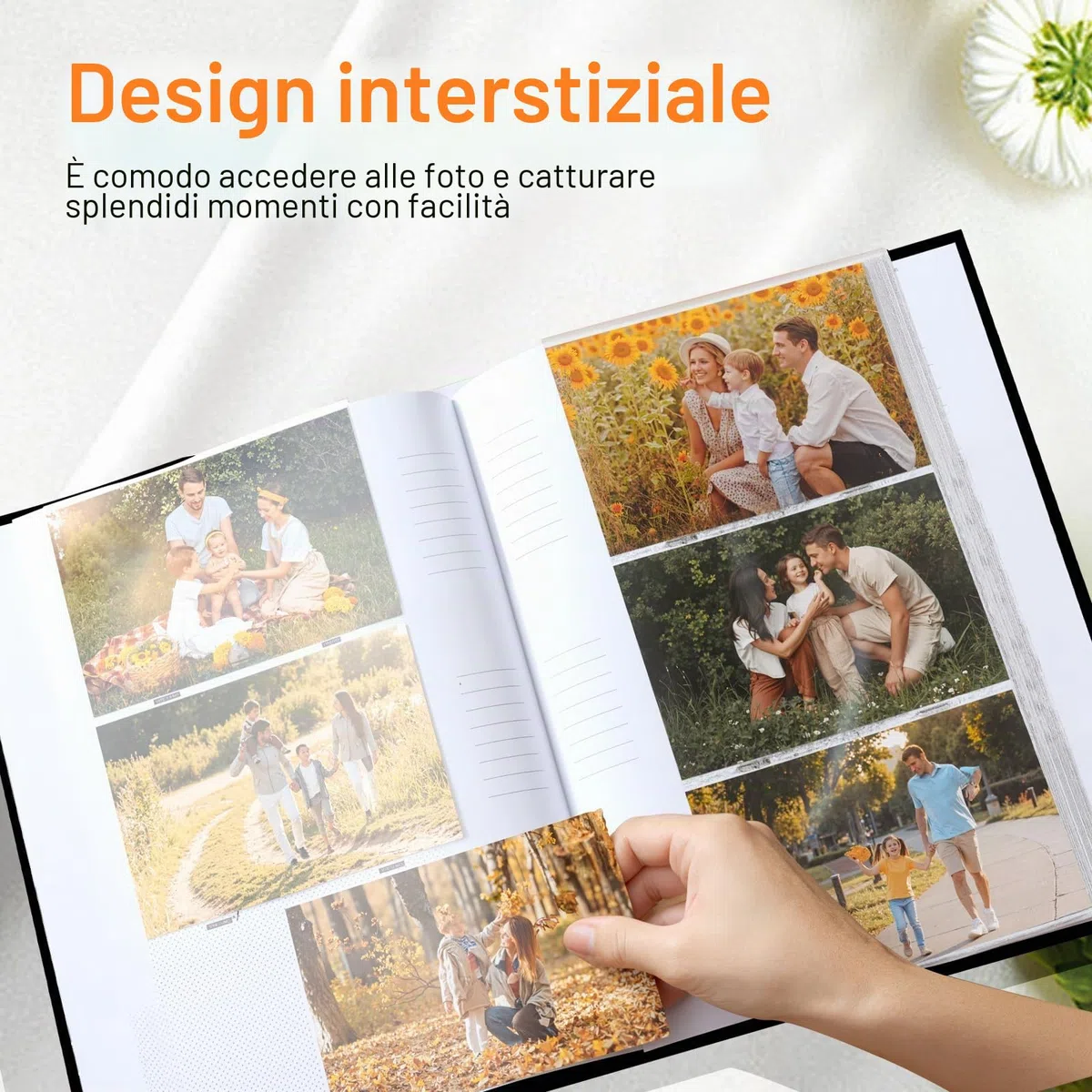 Album Fotografico 10x15 cm 300 Foto - Copertina in Lino Nero con Finestra Frontale, 50 Fogli (100 Pagine), con Superficie di Scrittura - per Matrimonio, Famiglia, Viaggi.