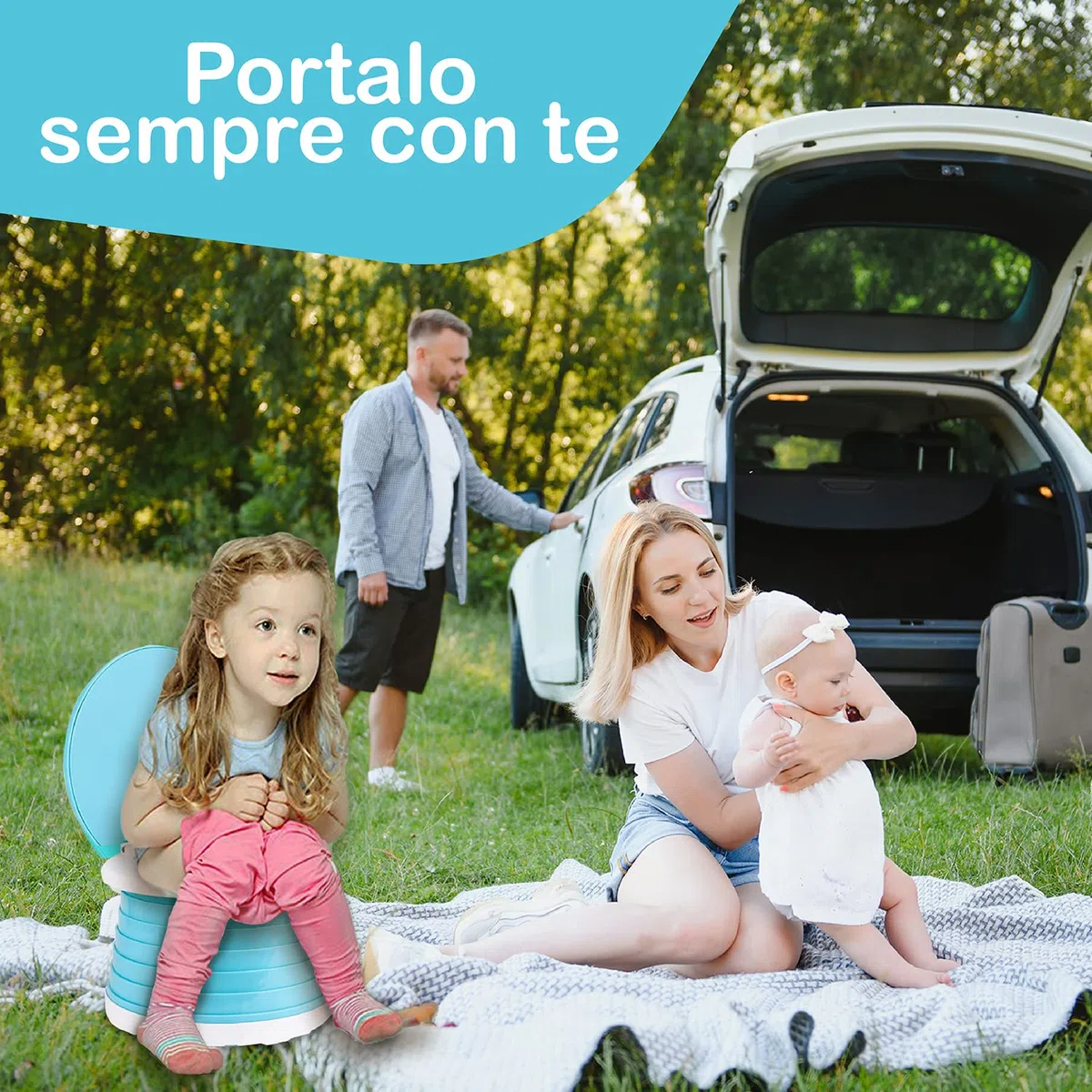POTTY, Originale, Vasino Portatile per Bambini da Viaggio, Pieghevole con Sacchetti Usa e Getta, Vasino Bambini, ROSA