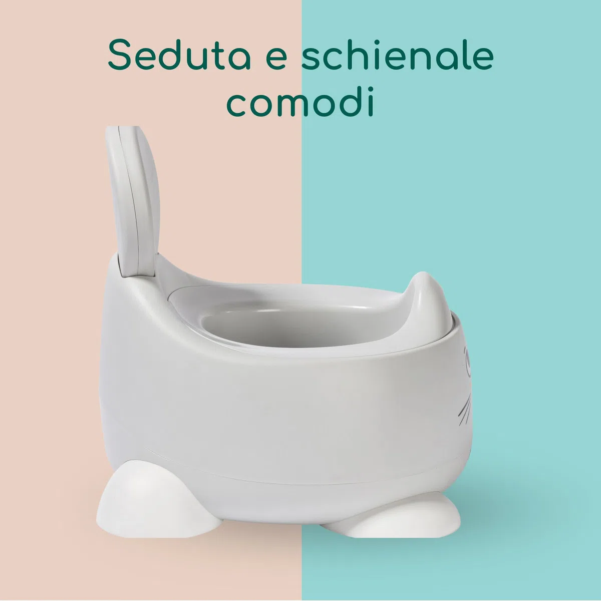 Bebeconfort Comodo Vasino Bambini, 12-36 Mesi (0-20 kg), Ergonomico e Compatto, Facile da Pulire, Tazza Amovibile, Paraspruzzi Igienico, Antiscivolo, Vasino per Bambini WC, Coniglio
