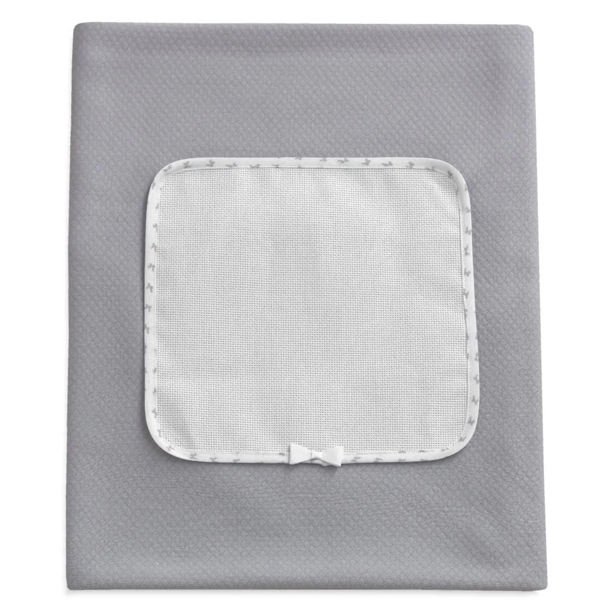 La Chiocciolina Copertina Lettino Punto Croce – Tessuto Interlock Rombetto Grigio con Inserto in Tela Aida 55 Fori da Ricamare – Coperta Primaverile per Neonato e Bambino