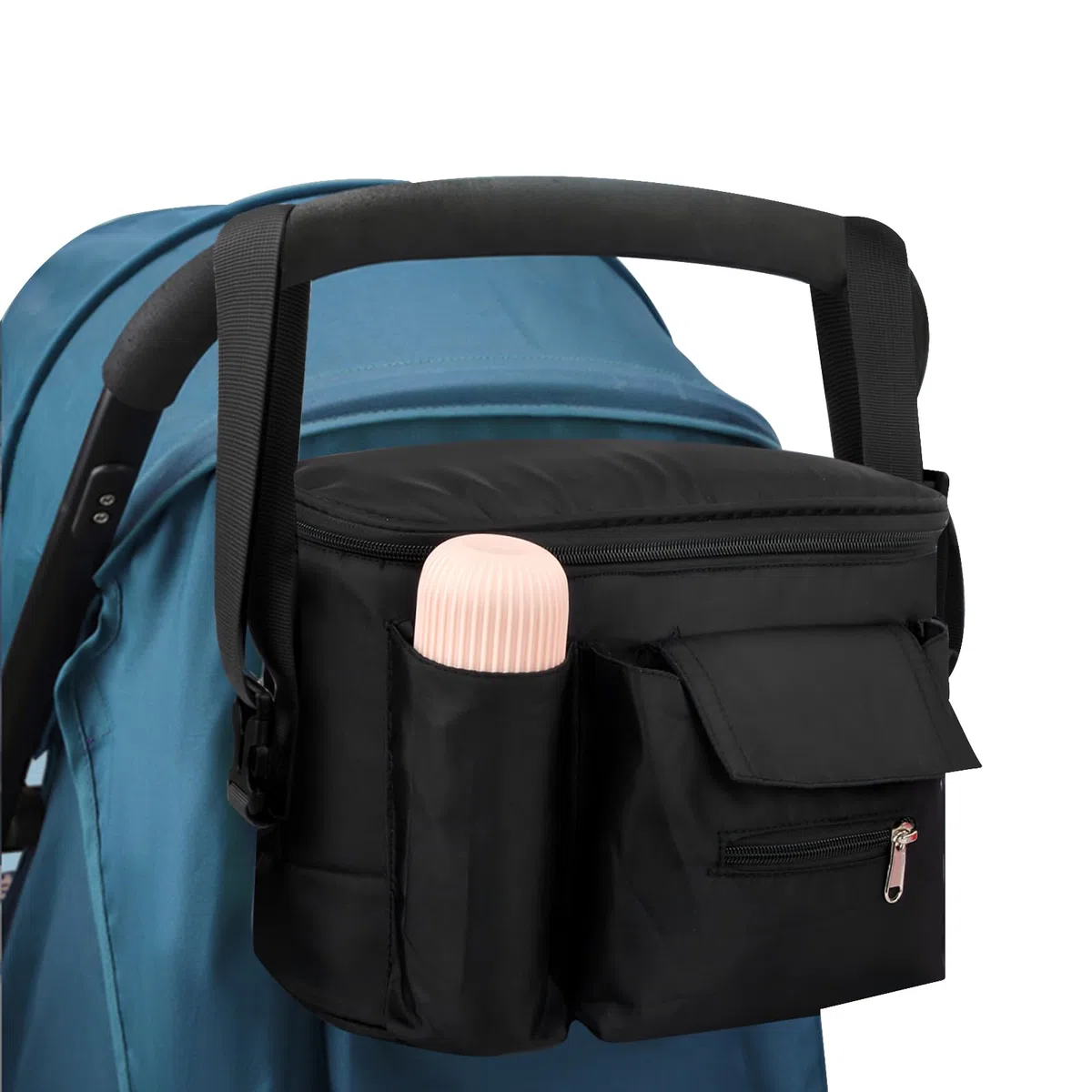 Borsa per Passeggino Universale, Organizer Passeggino con Spallacci Regolabili, Borsa Carrozzina Impermeabile, Borsa da Appendere Passeggino, Passeggino Accessori Forniture, Nero