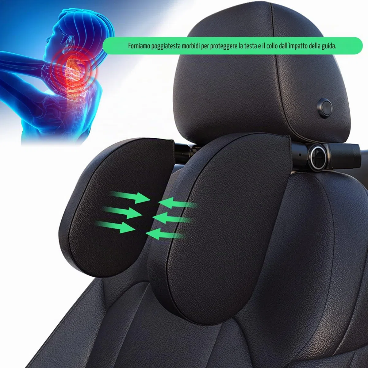 Poggiatesta per Auto per Bambini, Cuscino per Poggiatesta per Auto, Cuscino per Seggiolino Auto, Supporto per Collo Staccabile Retrattile Cuscino