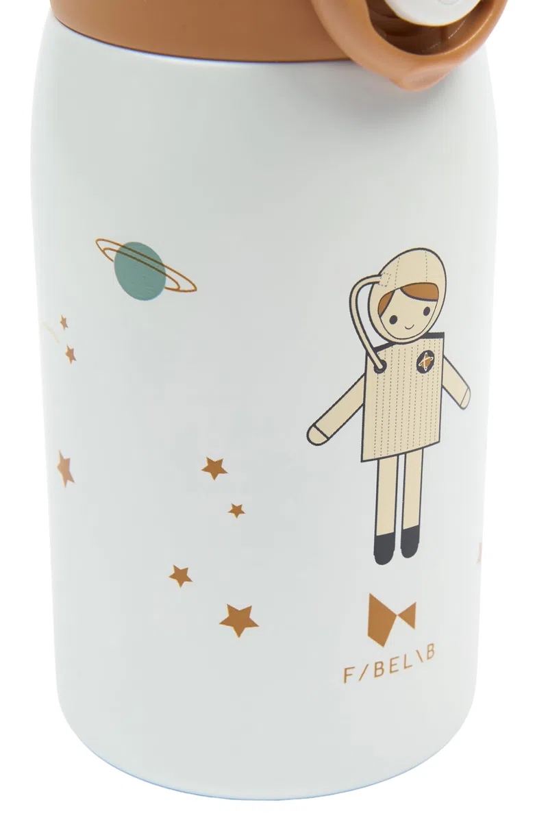 Fabelab Borraccia Bambini 320 ml | Motivo Astronauta | Acciaio Inox Senza BPA | Scuola Anti-Perdite | Borraccia