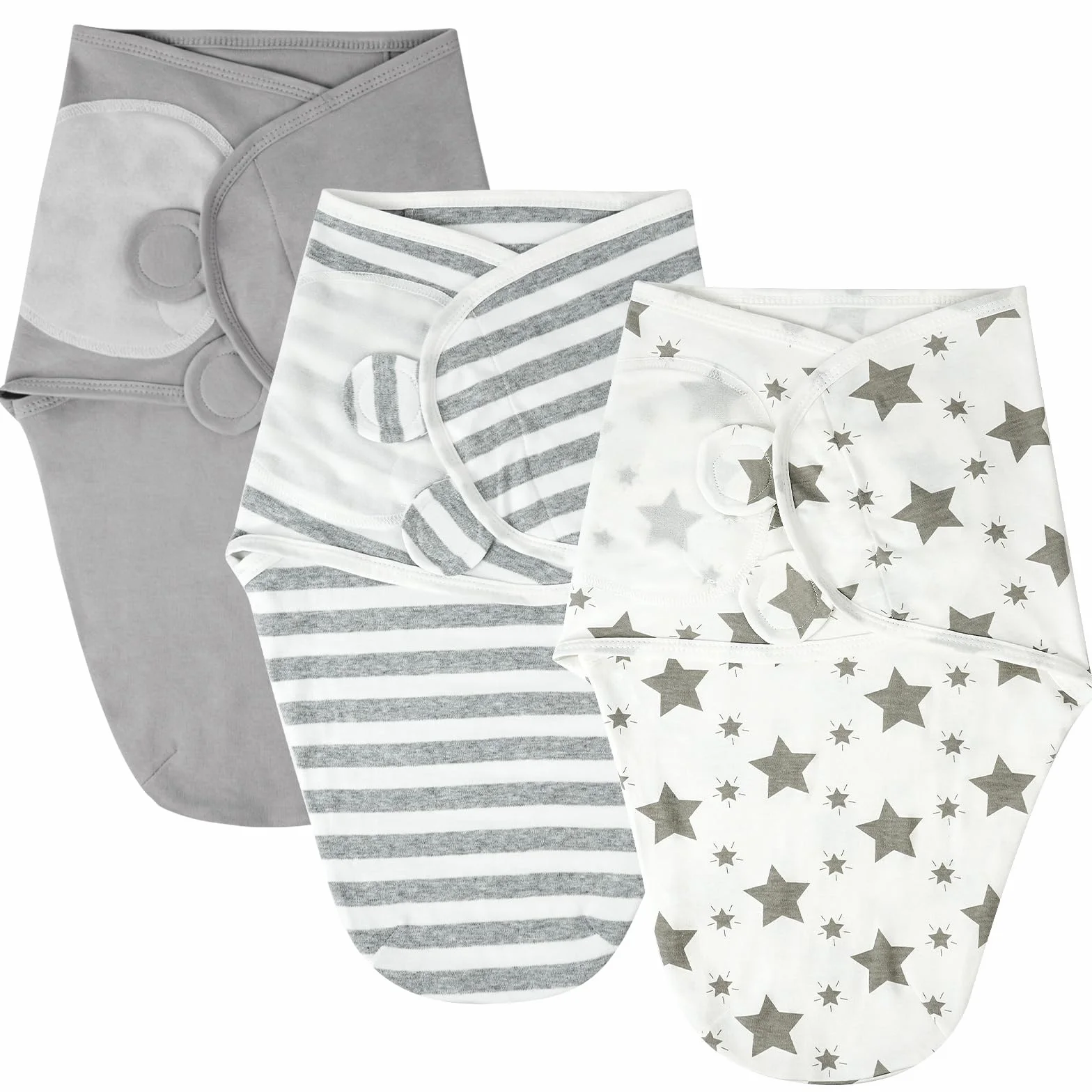 Coperta Neonato Swaddle, 3 Pezzi Sacco per il Sonno Ergonomico, Copertina Avvolgente Regolabile per Neonato, Morbido e Confortevole, Adatto per Neonati 0-3 Mesi