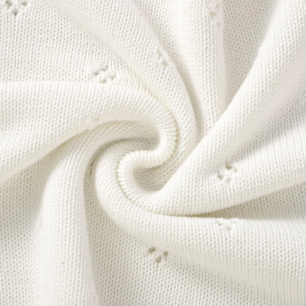 Hadetoto Coperta per neonati, 100% cotone, lavorata a maglia, idea regalo per neonati, 100 x 80 cm, colore: bianco