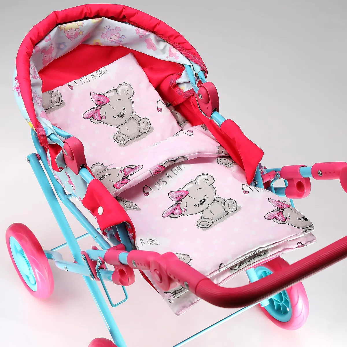 PinkZebra Set di 3 pezzi di biancheria da letto per bambole, coperta + cuscino + materasso, fino a 43 cm, per carrozzina di bambola, per letto di bambola, It's A Girl