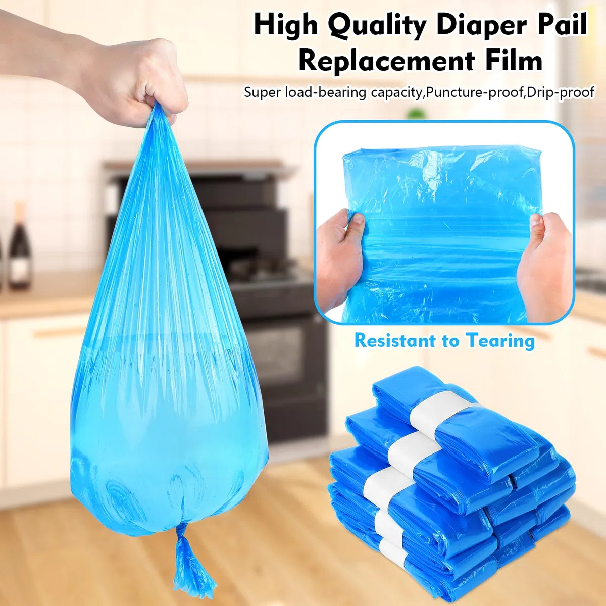 12 Ricarica Mangiapannolini Compatibile con Tutti Tipi di Ricariche, Blocca Odori con 7 Strati Protettivi, Blu