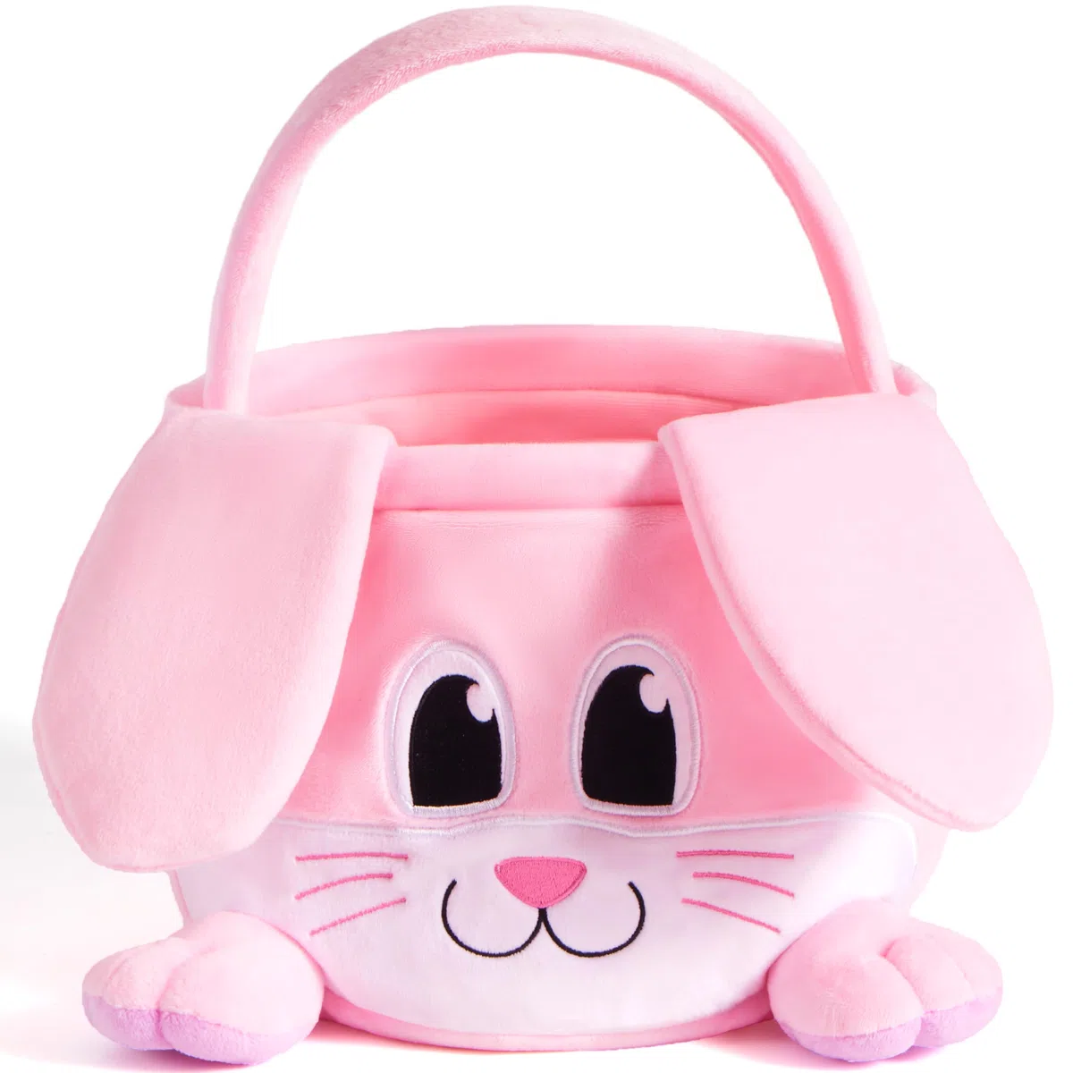JOYIN Cestino rosa pasquale, 25,4 x 20,3 cm, con orecchie pieghevoli, cestino morbido vuoto con manico, regali di Pasqua per neonati, gioco di caccia alle uova per bambini, sacchetto di caramelle e
