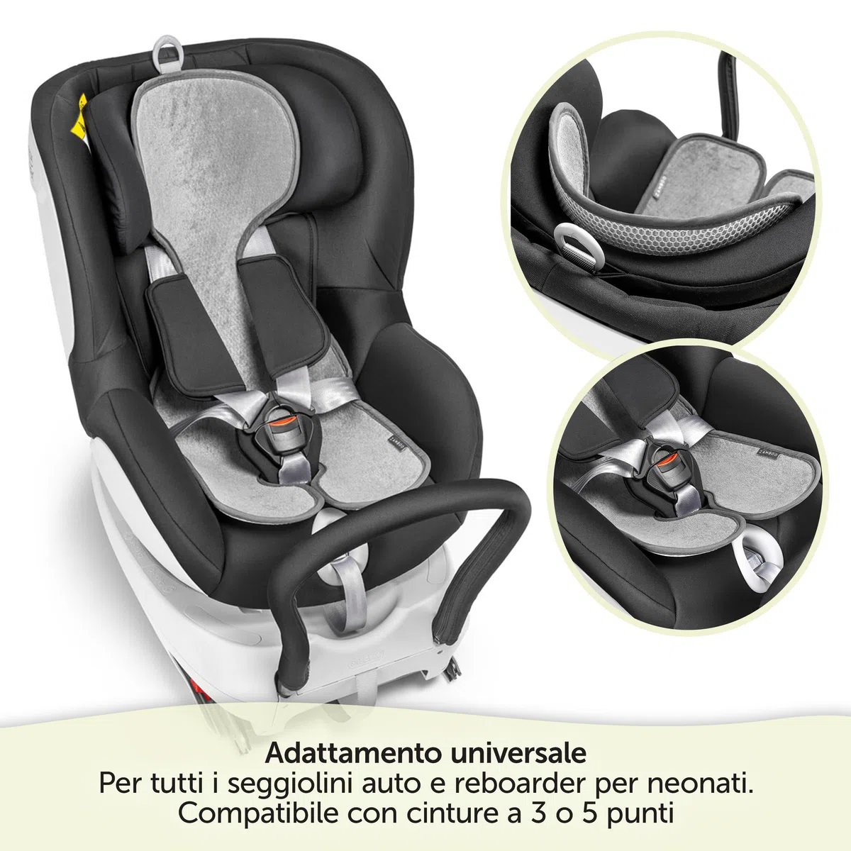 Zamboo Copriseggiolino Auto Bambini Universale per Ovetto Auto Gruppo 0+ - Protezione Seggiolino Auto Bambini Traspirante e Antisudore - Grigio