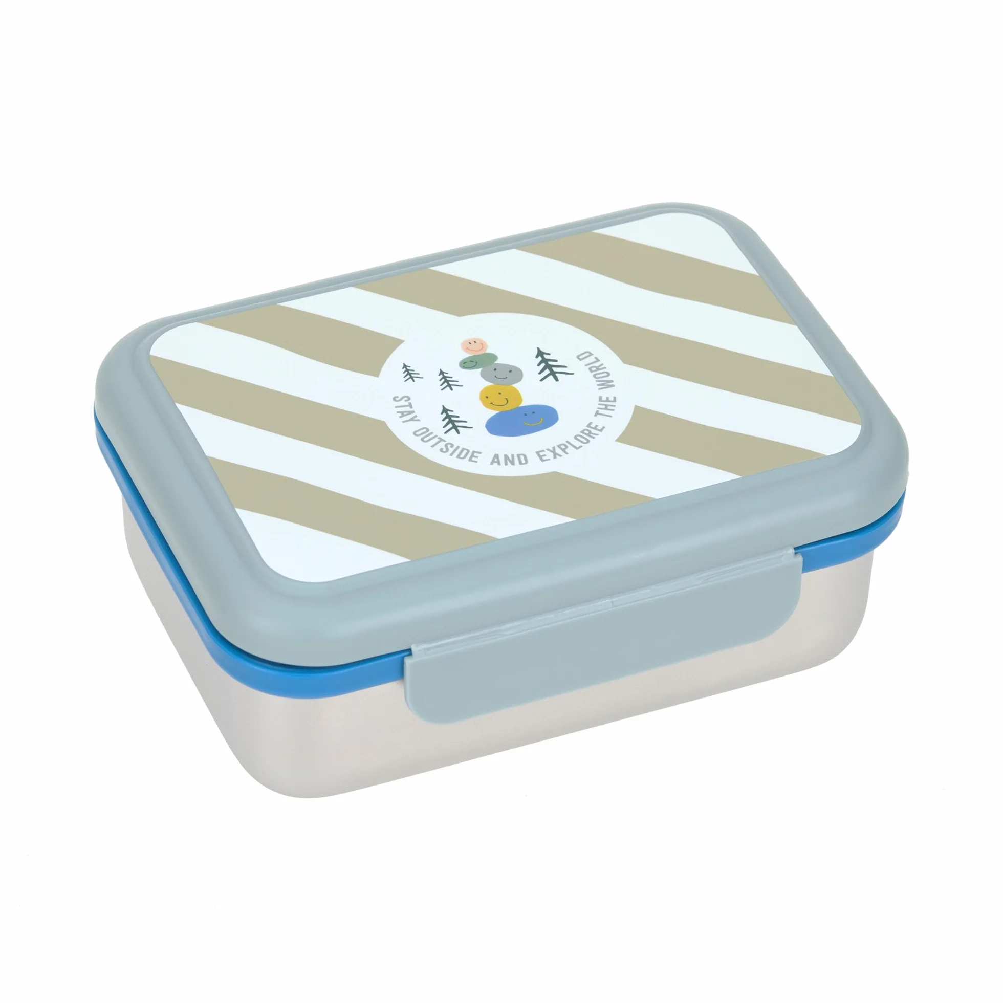 LÄSSIG Scatola per il pranzo dei bambini Scatola per il pranzo in acciaio inox Scatola per la colazione Scuola dell'infanzia sostenibile/Lunchbox Stainless Steel Sunny Explorer green/blue