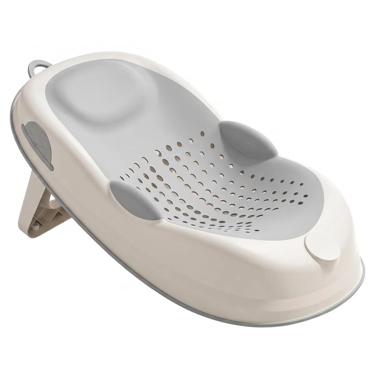 Supporto per il bagnetto - Seggiolino per vasca da bagno antiscivolo con supporto morbido per la colonna vertebrale e piedini pieghevoli, grigio