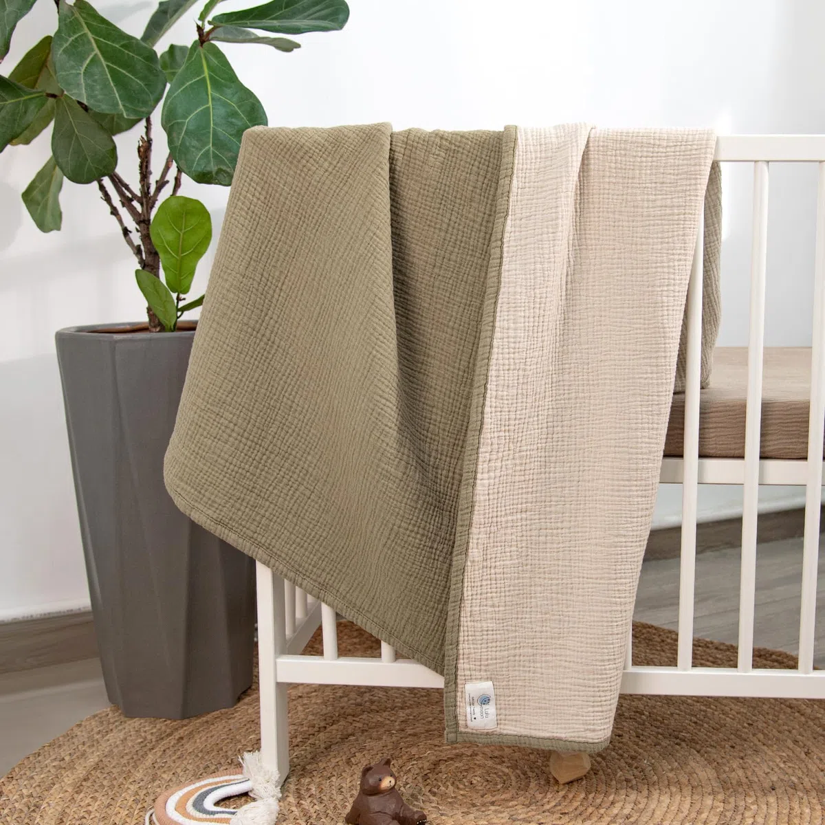 Lulu moon Coperta in mussola per neonati - Coperta traspirante per neonati, Coperta per Culla per Bambini, Coperta in Mussola per Bambini, Ragazze, Ragazzi 120x120cm