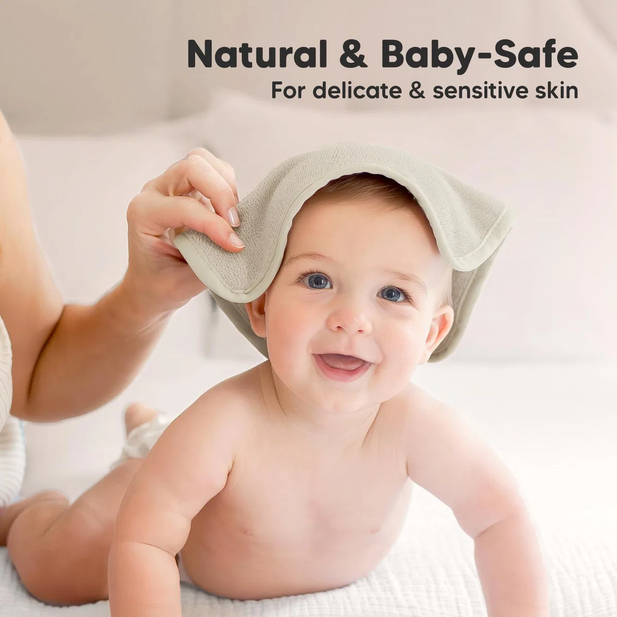 6-Pack di Salviette in Bamboo Biologico - Salviette Morbide in Bamboo, per Bambini, Asciugamani per Bambini, Salviette in Spugna, per il Viso (Stone/Dove)