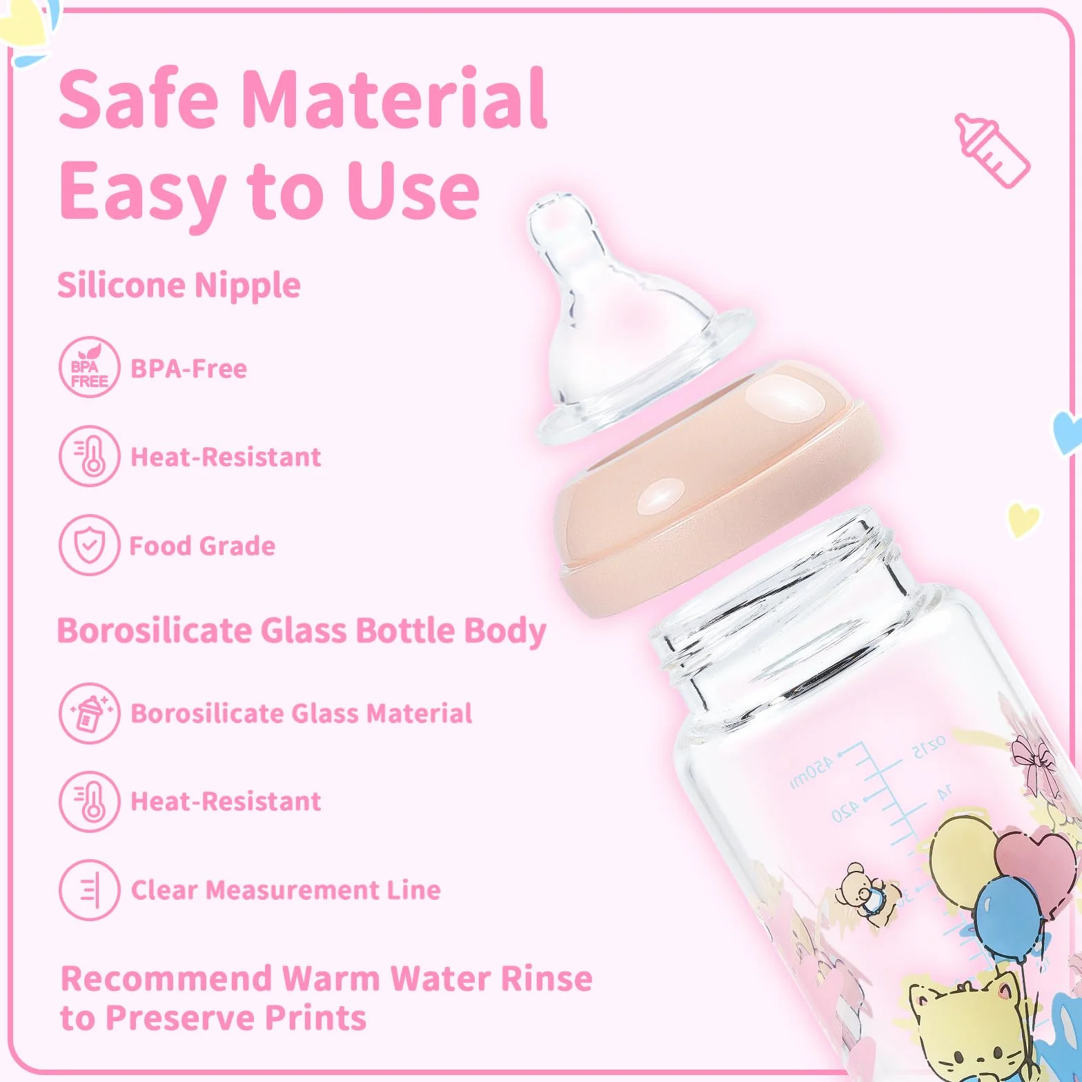 LittleForBig Biberon per adulti Ultra Stampato Speciale Vetro Oversize Alimentazione Bambino Cuties Modello