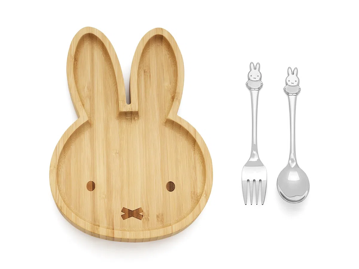 Zilverstad - Piatto in bambù Miffy + posate 2 pz in acciaio inox