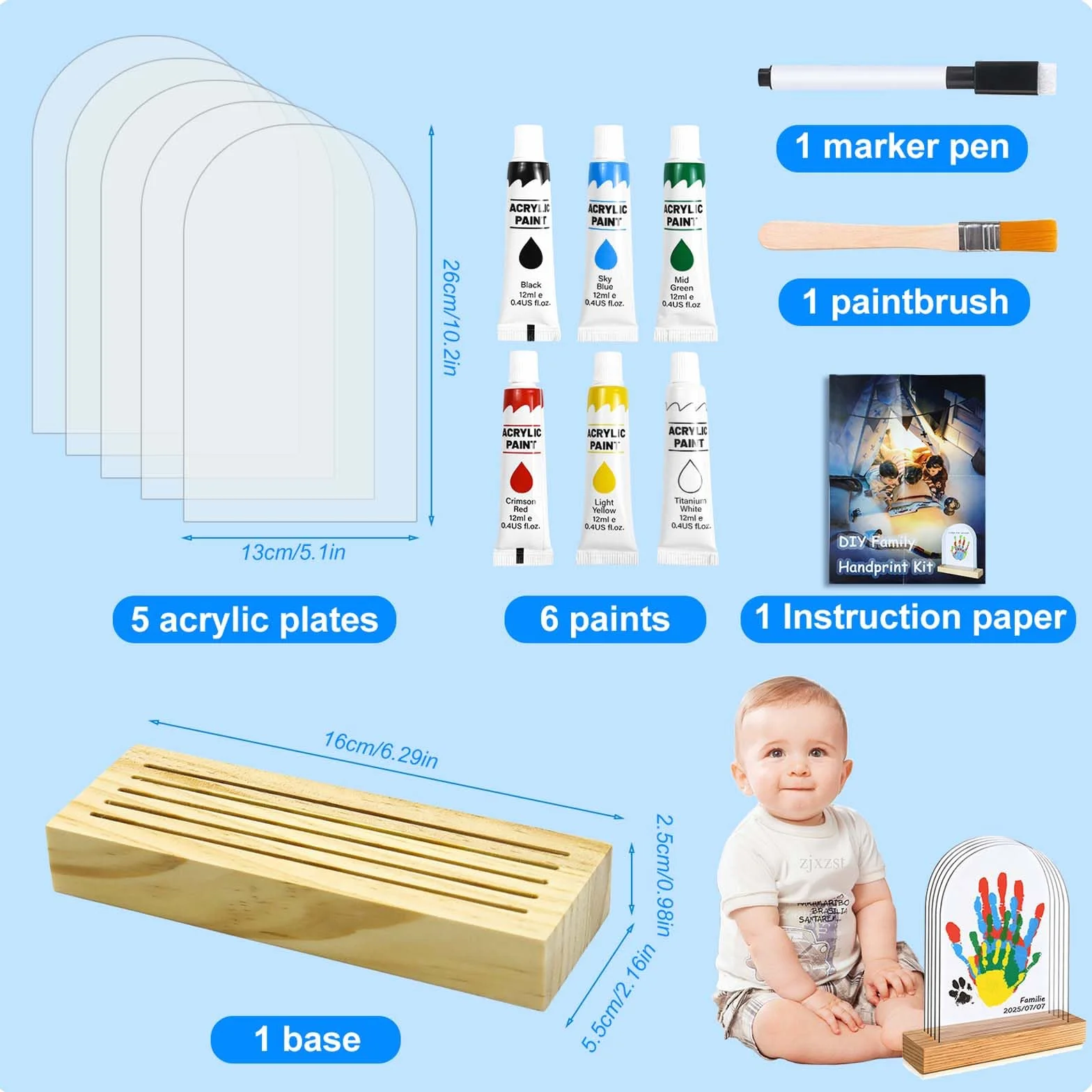 Kit Impronte Famiglia per 5 Persone, Set Impronte Mani e Piedi Bambino, Colori a Dita Non Tossici, Regalo Nascita Personalizzato per Neonati e Bambini, Idea Regalo di Natale