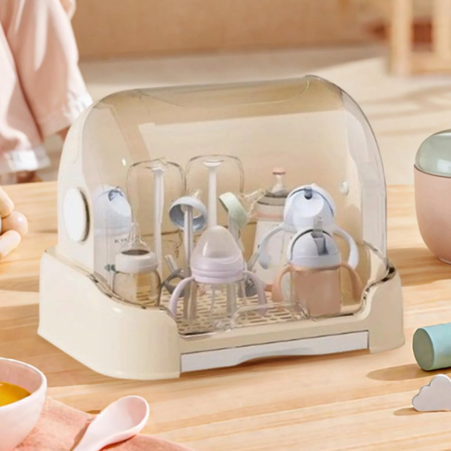 Organizzatore per Biberon,Organizzatore Asciugabiberon con Coperchio Rimovibile - Contenitore Rimovibile per Ciucci e Stoviglie da Appendere a Mobile o Piano Cucina