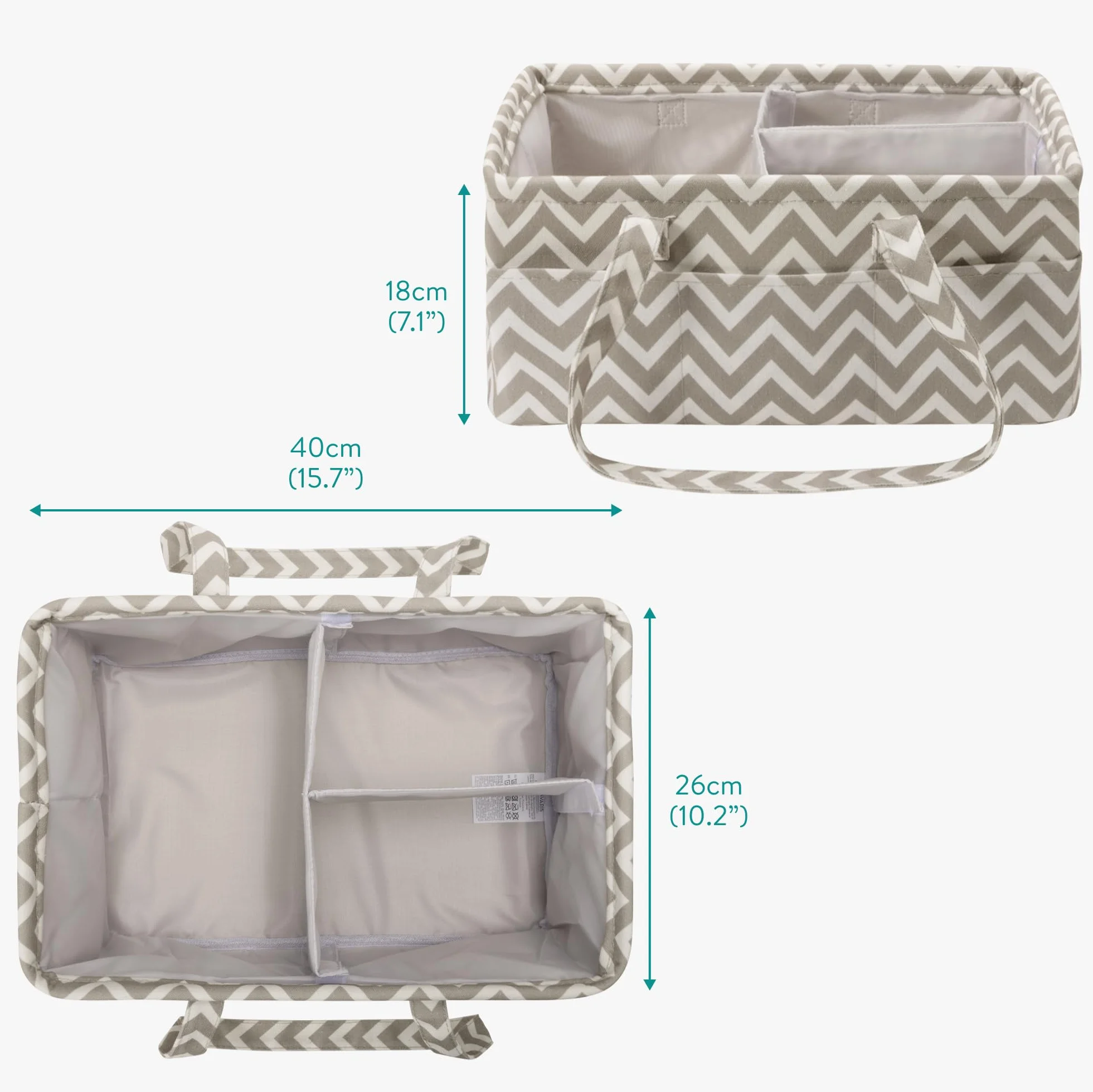 Navaris Cestino Porta Pannolini - Organizer Fasciatoio Portapannolini - Pratico con 10 Tasche Laterali - Cesto Contenitore con Rivestimento Interno Impermeabile - Design con Onde