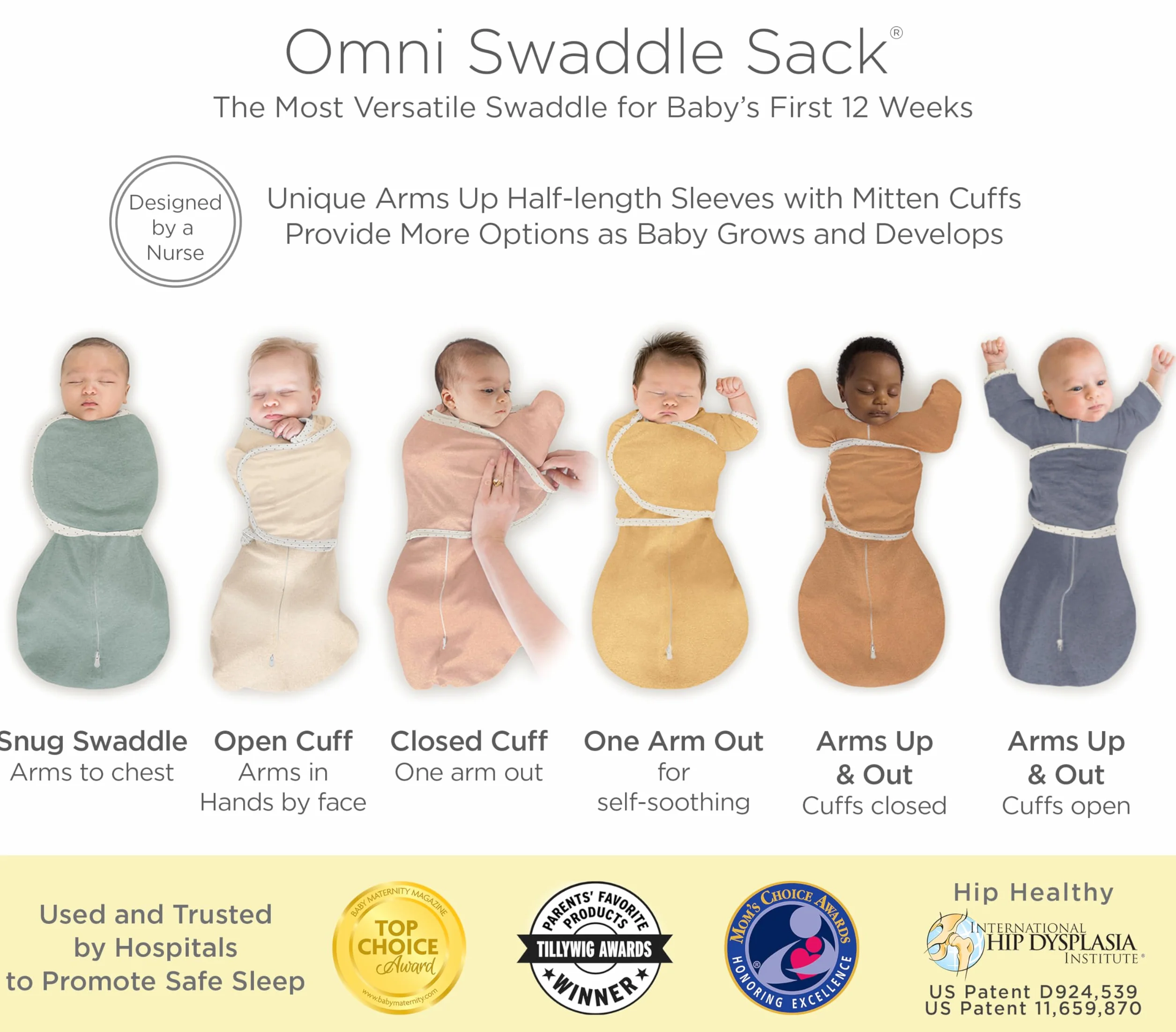 SwaddleDesigns Av2023-swaddledesigns-s Small Mo-b4a4418a Sacco a Pelo Avvolgente, Acquarello, Montagne e Alberi, (6-14 Pound) Unisex-Bimbi