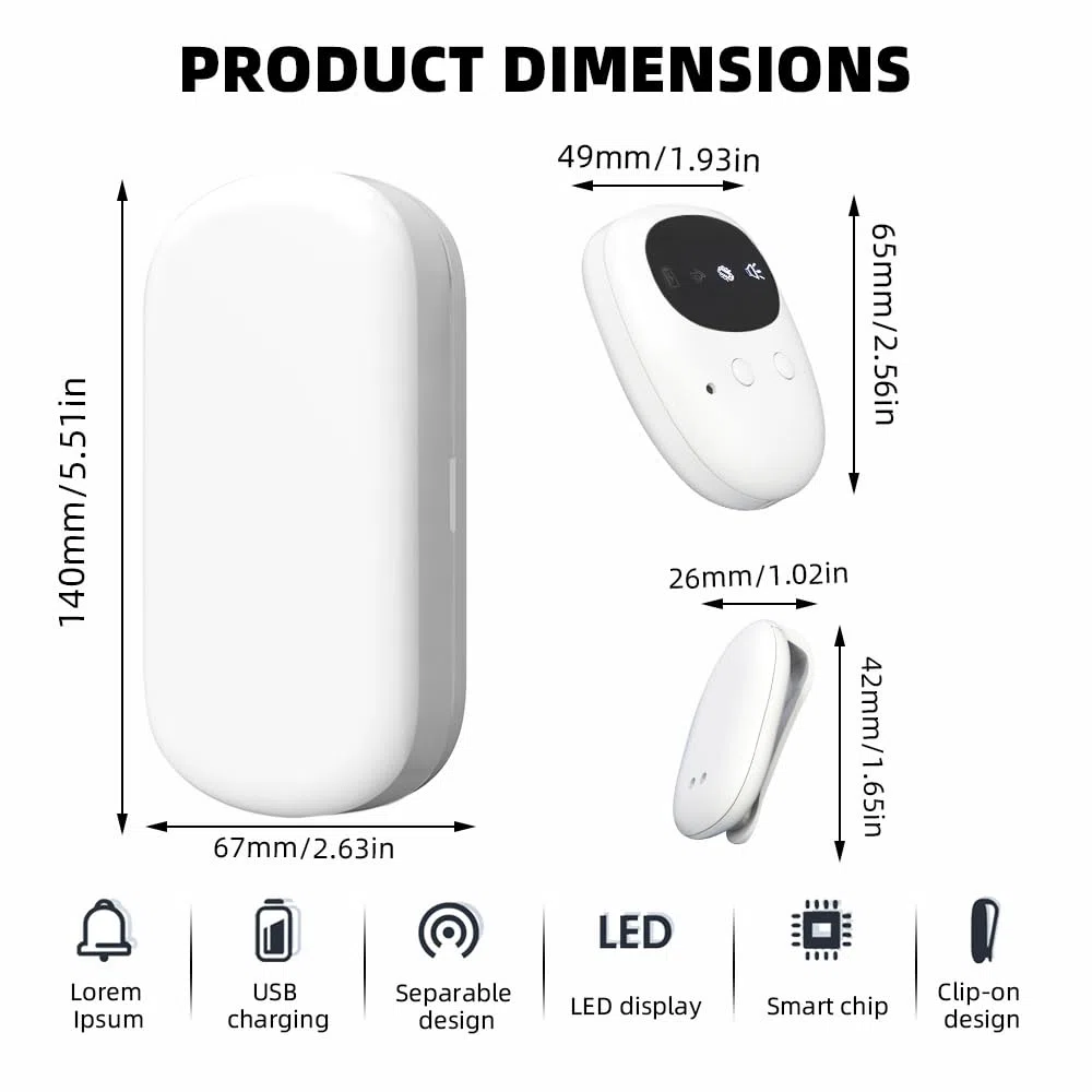 Wireless Allarme Enuresi Notturna, Allarme Pipì per Ragazzi Grils Vasino per Bambini Cura Degli Anziani Batteria Integrata con Suono 3 Modalità di Allarme