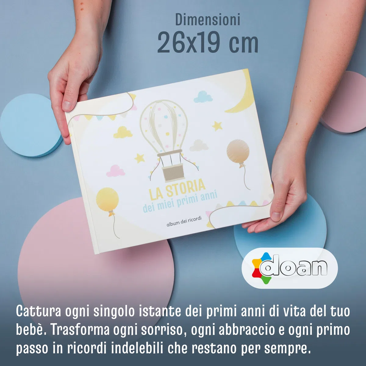Doan Album Nascita Bambina e Bambino con 60 Pagine e Tanti Adesivi Divertenti e Colorati - Libro dei Ricordi Neonato Ideale per Regalo Nascita Bimba e Bimbo