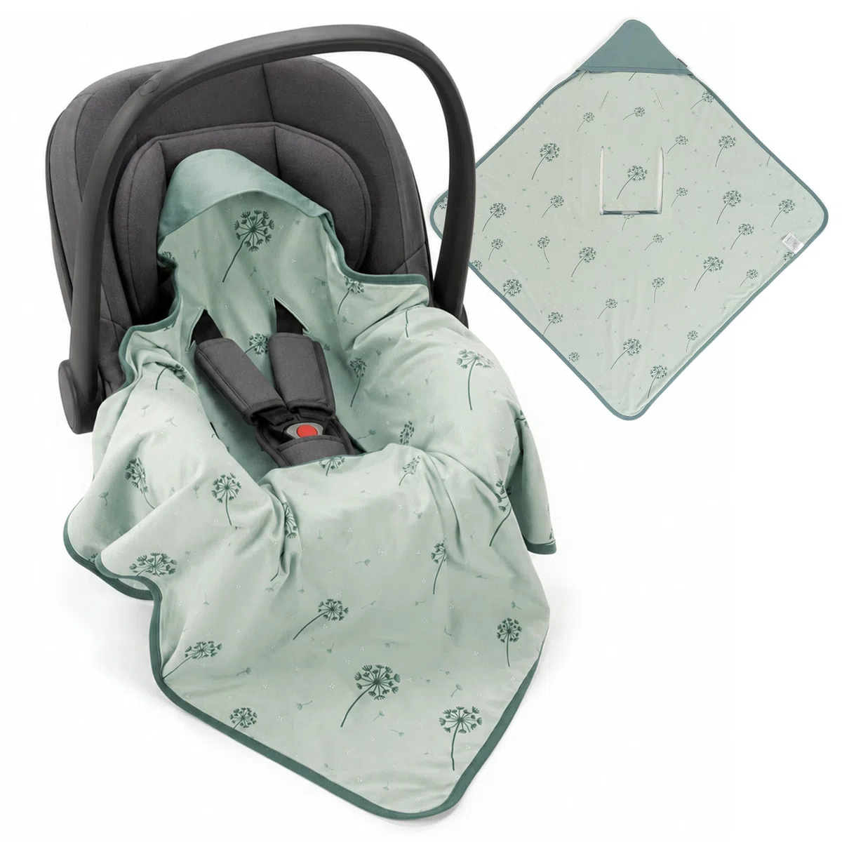 Zamboo Copertina per Ovetto Neonato - Copertina Ovetto Mezza Stagione in Cotone 100%, 80x80 cm - Testata OEKO-TEX Standard 100 - Adatta a Seggiolini Auto - Verde Menta