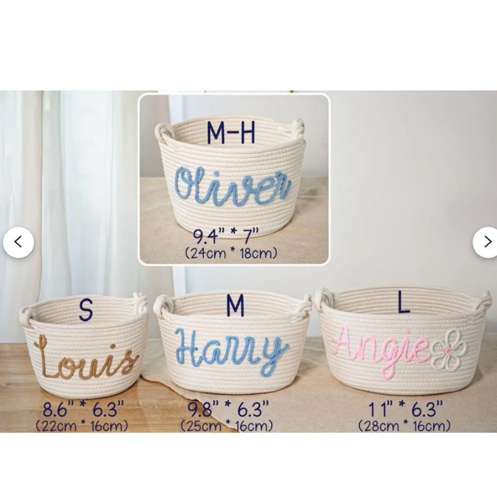 Cesto Fatto A Mano Personalizzato, Cesto Regalo Personalizzato For Baby Shower, Organizer For Pannolini For Bambini Con Nome Personalizzato For Bambina(L:28X16CM)