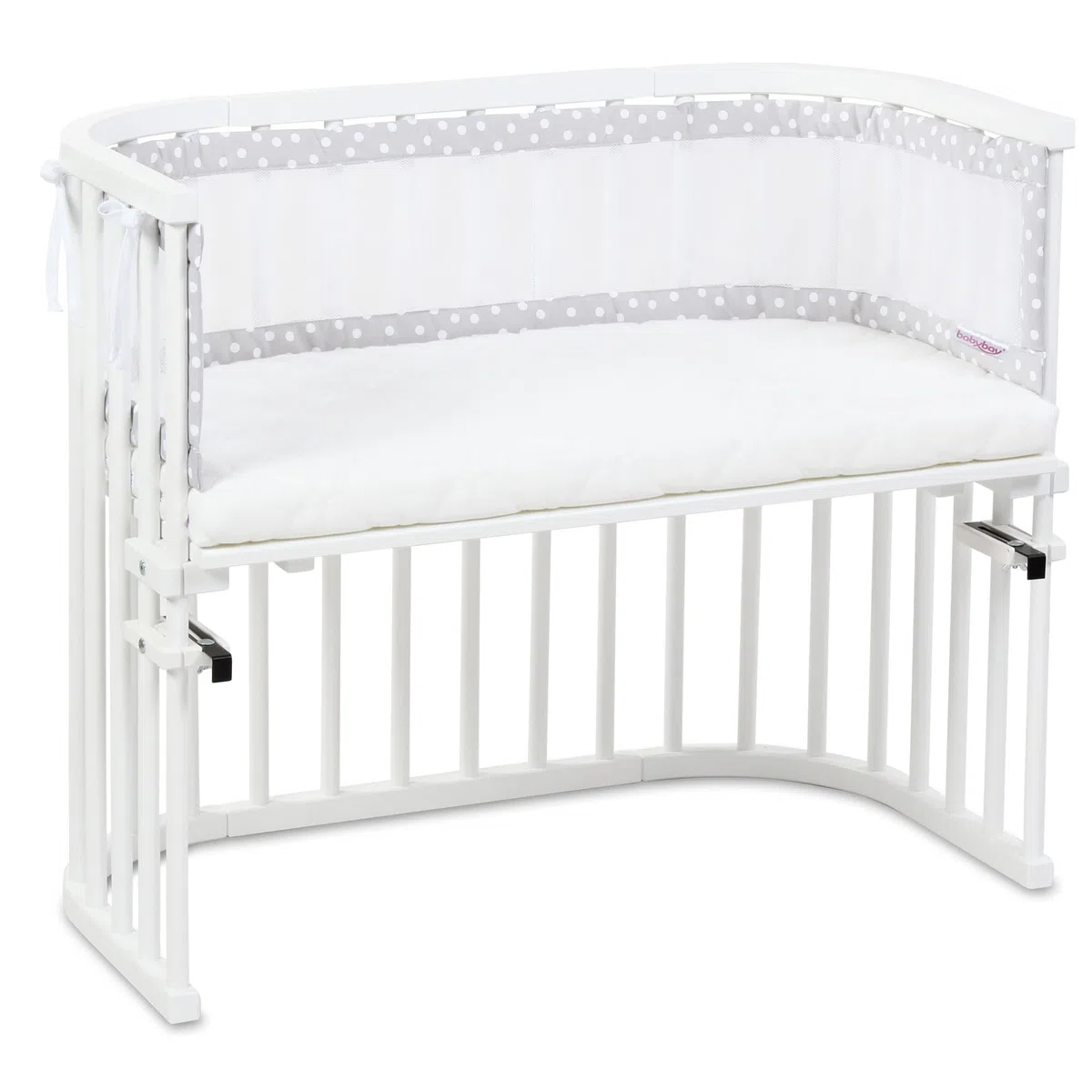 Babybay Babynest Mesh-Piqué Suitable For Model Maxi, Boxspring, Comfort And Comfort Plus, Pearl Grey Points White - 200 g