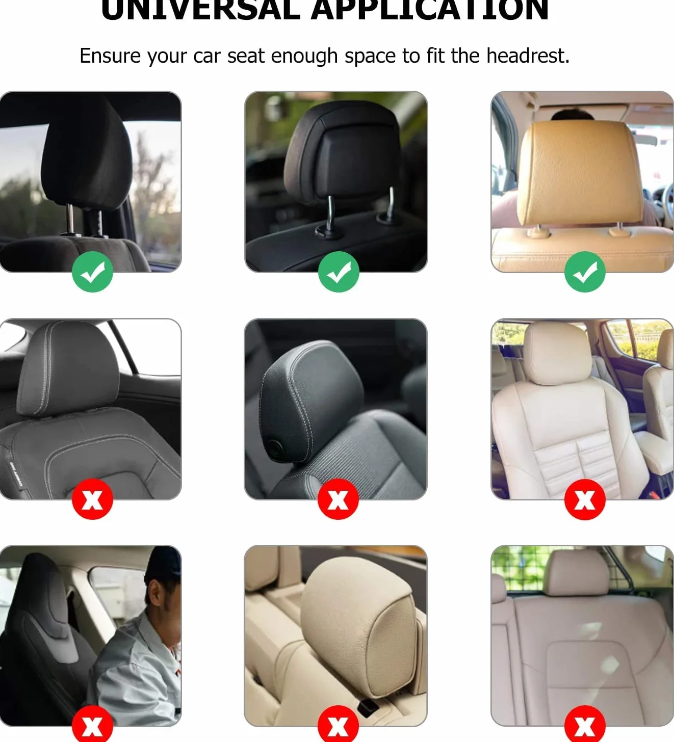 Poggiatesta Auto, Cuscino Poggiatesta per Auto, Poggiatesta da Viaggio Collo Auto Protezione Collo in Pelle con Memory Foam con Barra Scorrevole Regolabile per Seggiolino Bambini Adulti