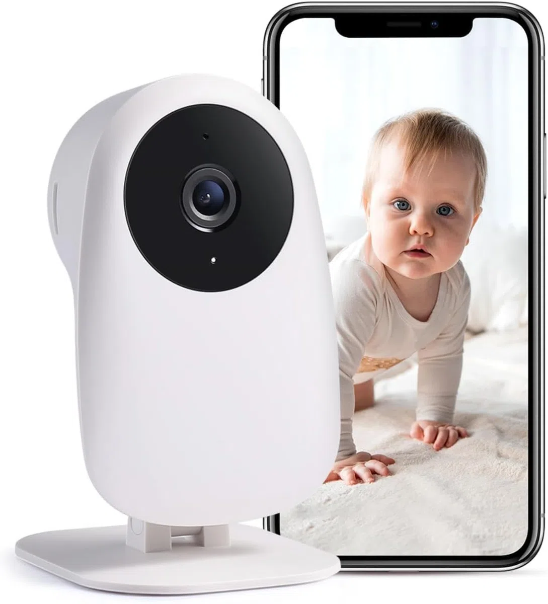 Nooie Telecamera IP Wi-Fi telecamera di sorveglianza 1080P per interni con app e rilevatore di movimento visione notturna per controllare i bambini 2 vie Audio Cloud Service