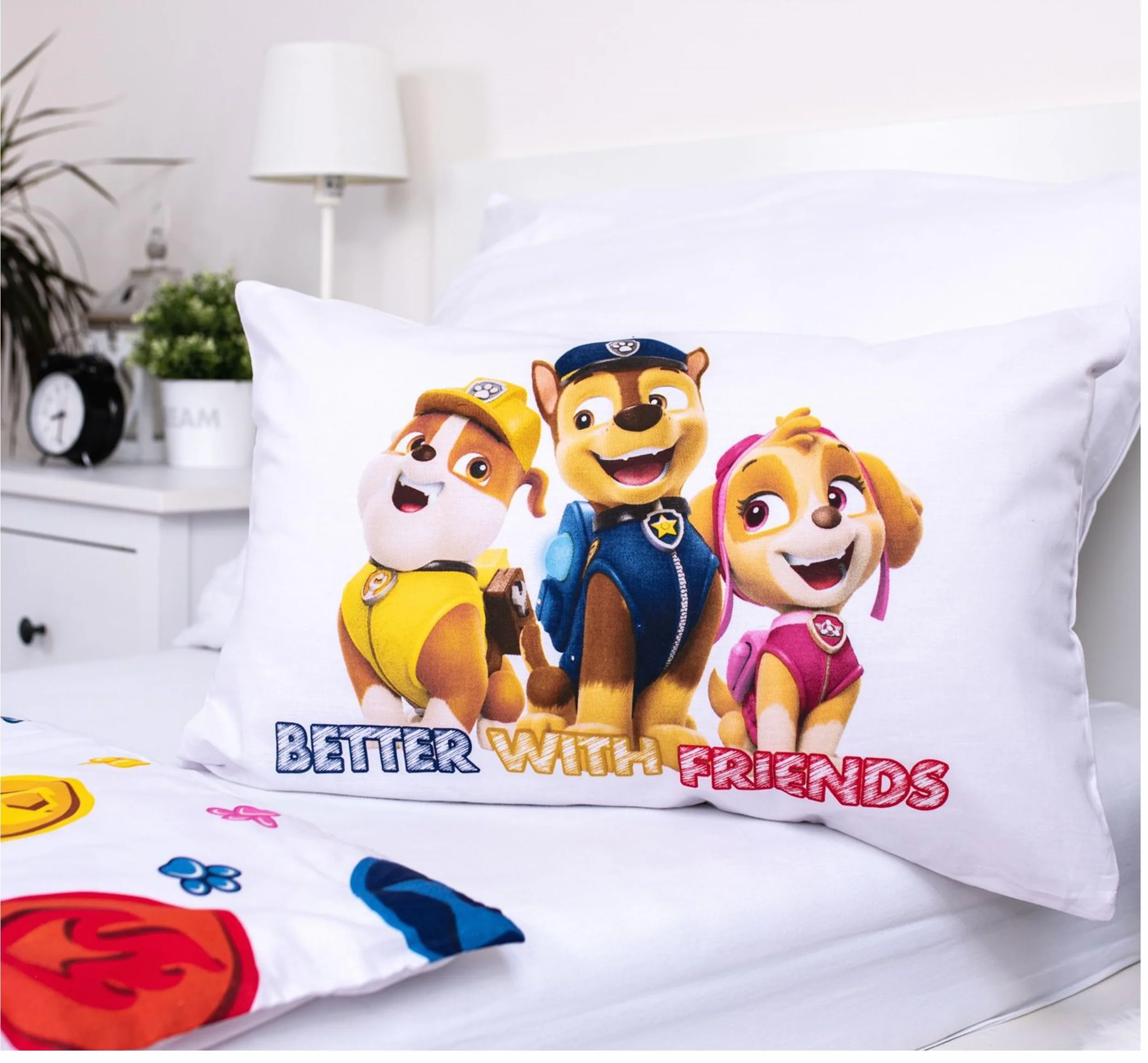 Set di biancheria da letto Paw Patrol per bambini, biancheria da letto per bambini, set per bambini piccoli, copripiumino 100 x 135 cm e federa 40 x 60 cm, in cotone, per ragazze e ragazzi