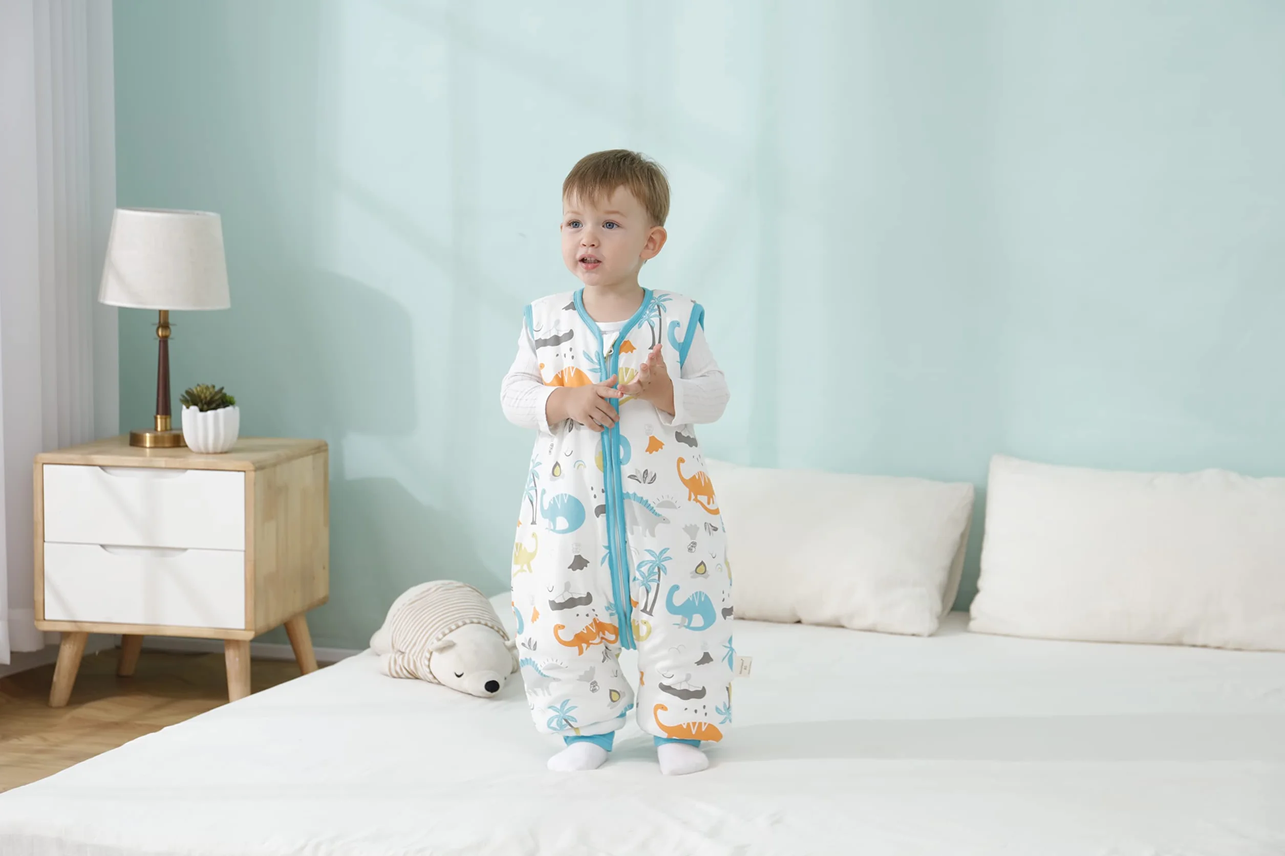 Mosebears Sacco Nanna con Piedini Invernale 2,5 Tog 18-36 Mesi Tutto l'anno Sacco Nanna in Cotone Traspirante per Neonati e Bambini