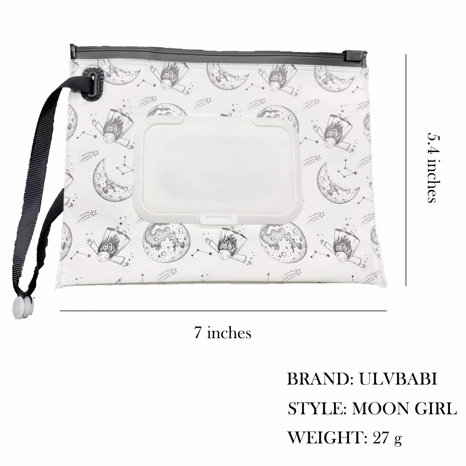 Contenitore portatile di piccole dimensioni (17,8 x 13,7 cm), dispenser di salviette riutilizzabili e ricaricabili, ecologico, pratico da viaggio (Moon Girl)