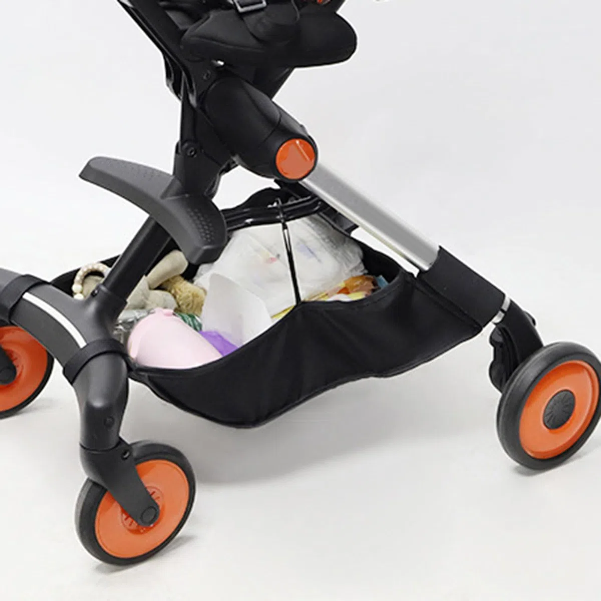 perfk Carrello per per Passeggino, Cestino per Carrozzina, Borsa per Organizer Portatile, Accessori per, Organizer per Lo Shopping, Viaggi, Nero