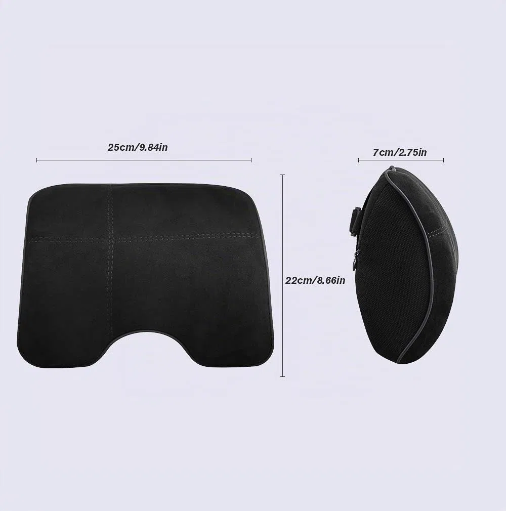EASY EAGLE Cuscino Poggiatesta Auto in Tessuto Scamosciato e Schiuma di Memoria, Ortopedico per Collo, per Cervicale, Supporto per Seggiolino, Nero, 1 Pezzo