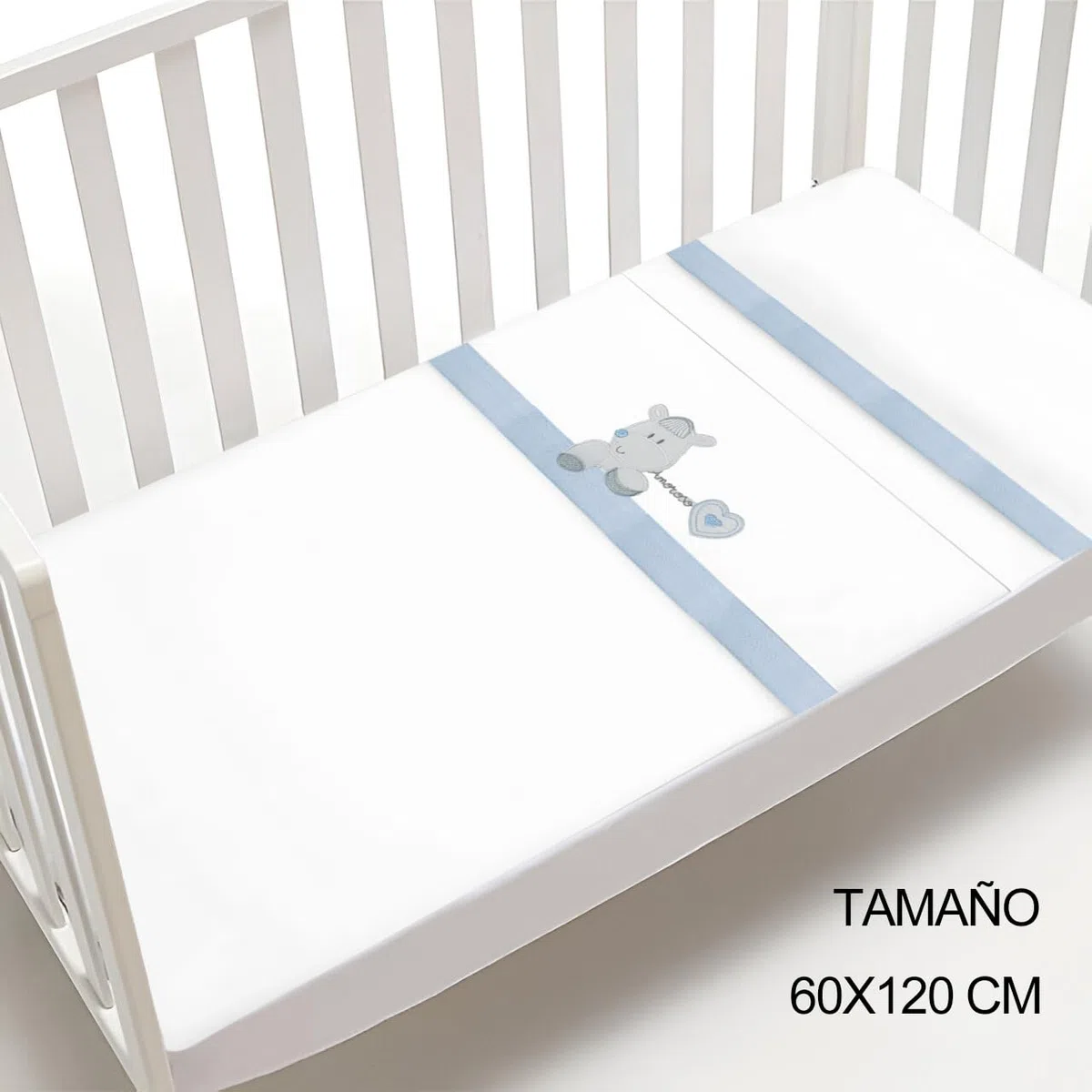 various Set Lenzuola Lettino Neonato 60x120 cm, 100% Cotone Extra Morbido, Include Lenzuolo con Angoli, Lenzuolo Sopra e Federa, Biancheria Letto Bambino Traspirante colore BCO/blu
