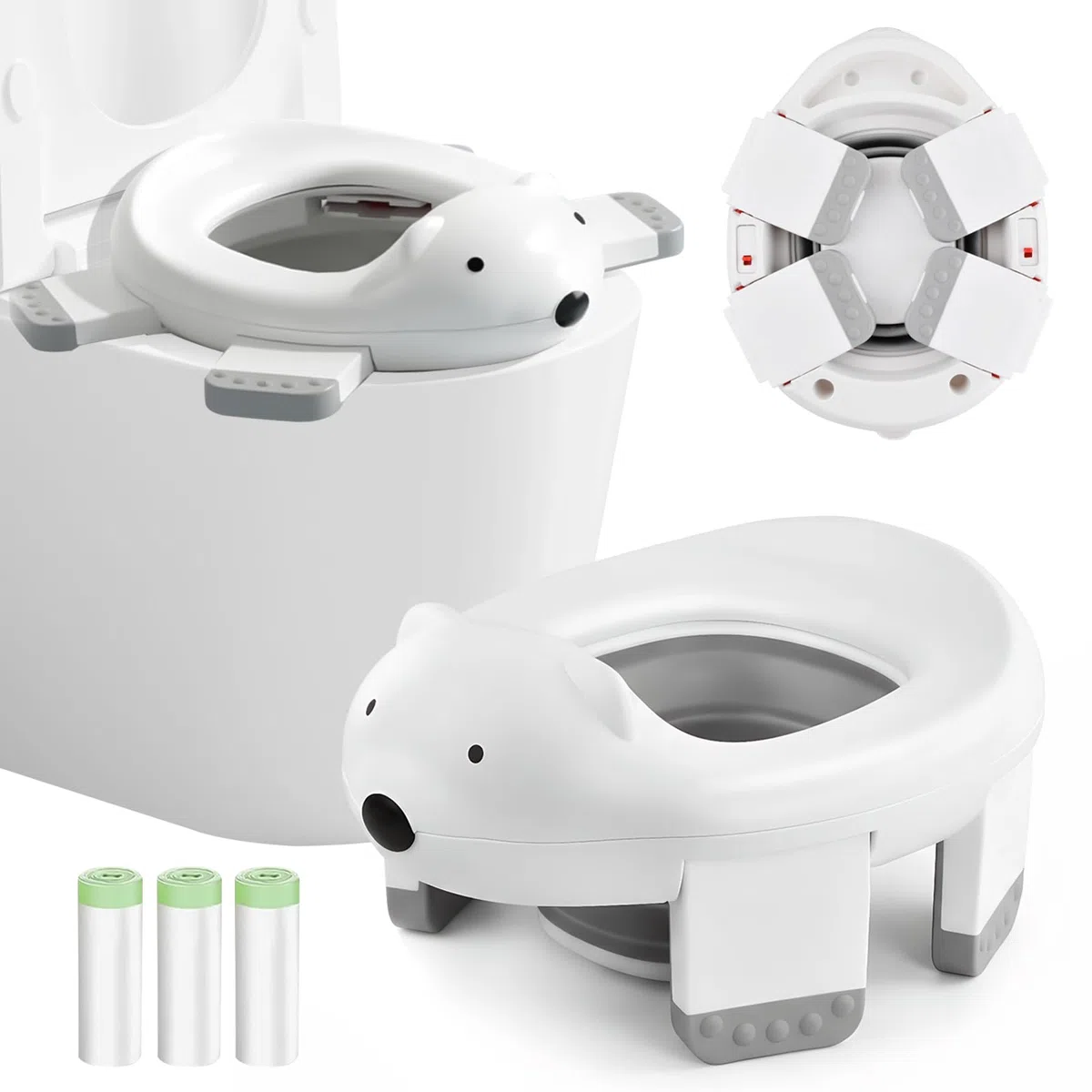 Vasino Per Bambini, Vasino Portatile Per Bambini Da Viaggio, 2 in 1 Toilette Pieghevole Bambini, Sedile WC per Bambini Per Addestramento Per Bambini, Riduttore WC Bambini
