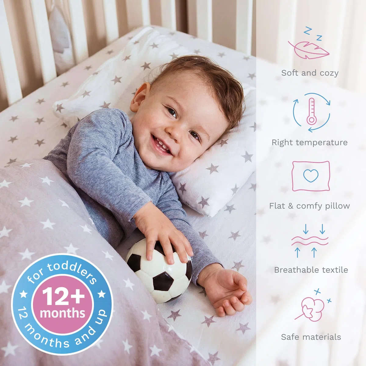 Baby Comfort Piumino e Cuscino, 2 pezzi, set di biancheria da letto per lettino, culla (12 mesi+)