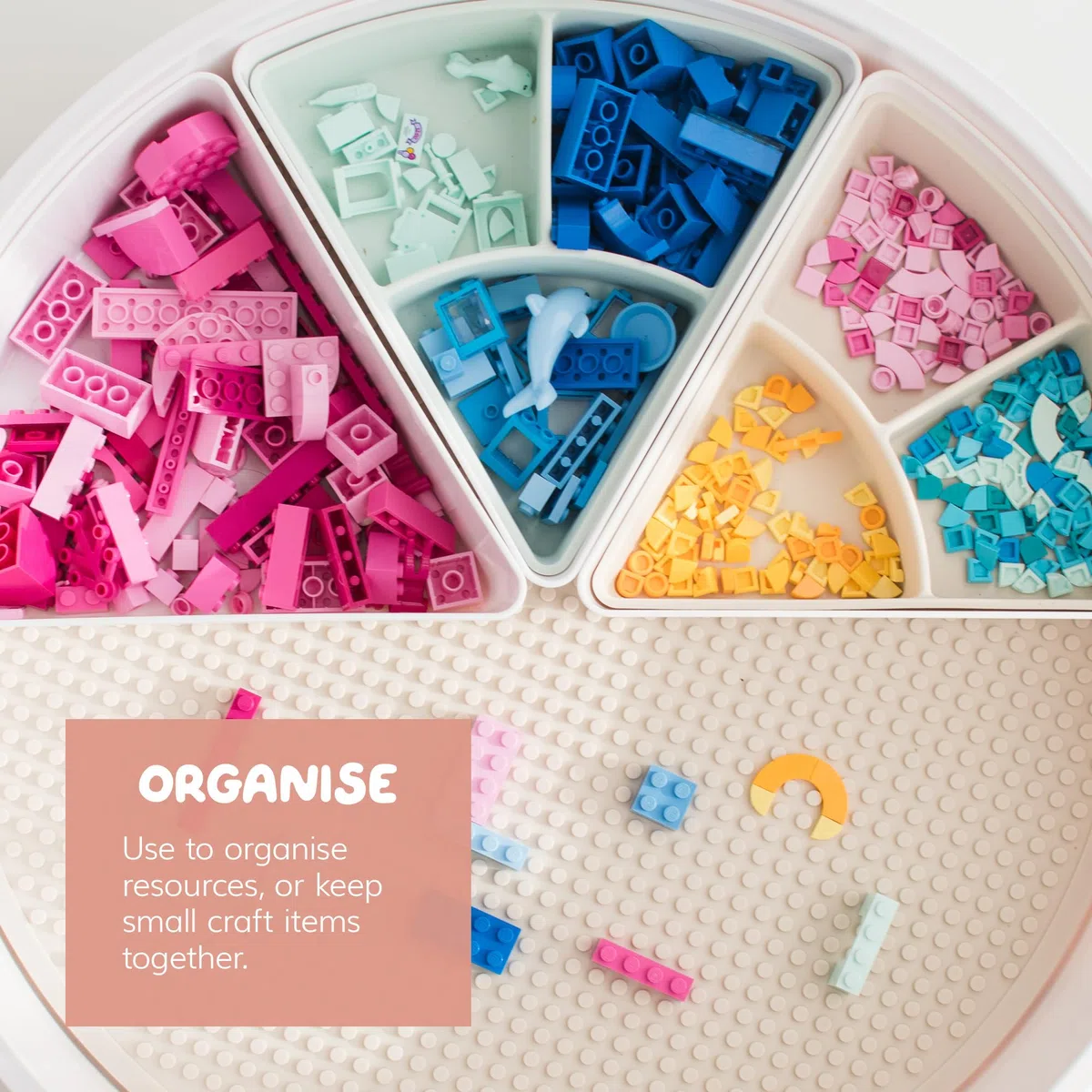 Inspire My Play,3xscomparti in silicone per l'ordinamento e l'organizzazione,Compatibile con vassoio sensoriale,Giocattoli per attività e sviluppo precoce per bambini disabili,Shell Pink