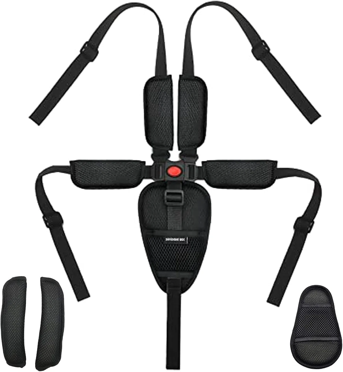 dcas Cinghia Di Sicurezza Regolabile Universale, Regolabile Cintura Di Sicurezza Per Bambini, Cinture Passeggino, Cintura Di Sicurezza Per Bambini a 5 Punti, Punti Bambini Imbracatura (Nero)