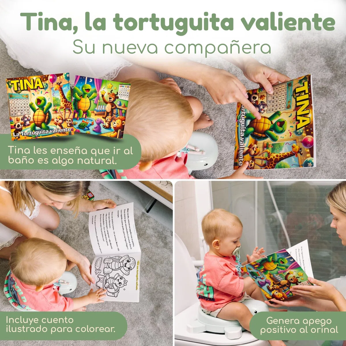 Vasino Bambini Portatile 4 in 1 Pieghevole – Riduttore WC per Bambini, WC Portatile da Viaggio, Sgabello e Rialzo, Design Tartaruga, con 20 Sacchetti e Zaino