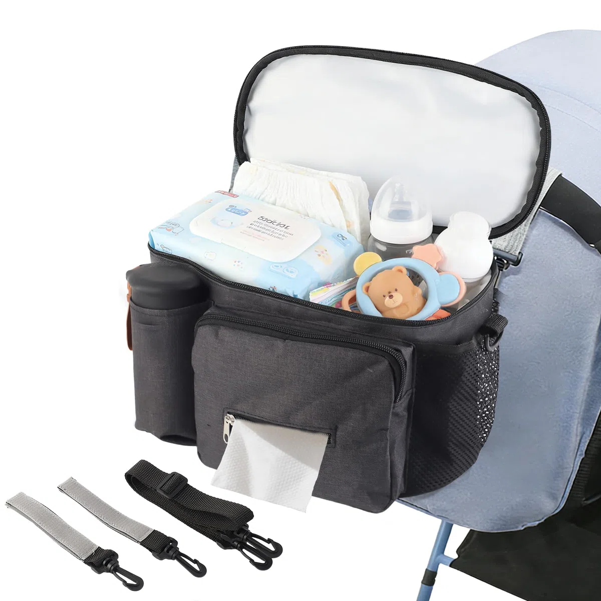 Borsa passeggino di grande capacità, Borsa passeggino universale, Viene fornito con tracolla staccabile, Proteggere da leggeri spruzzi d'acqua