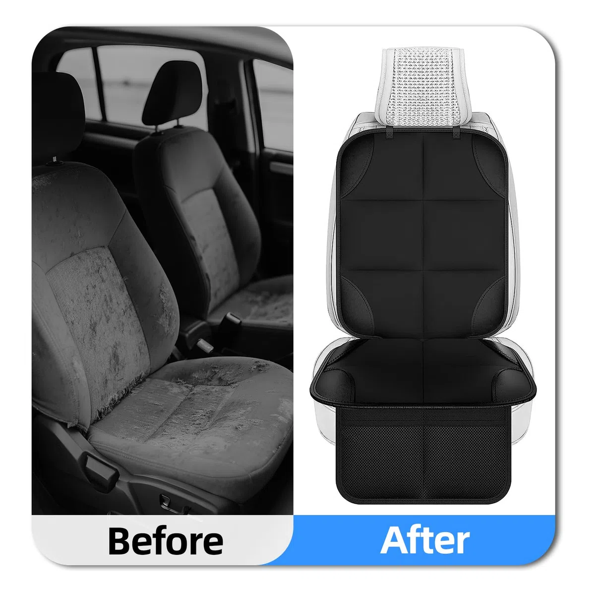 Set da 2 Protettore di Sedili Auto - Protezione per Seggiolino Bambini Antiscivolo e Impermeabile con Grandi Tasche Portaoggetti Compatibile con Sistema ISOFIX datto per SUV Berline e vari modelli