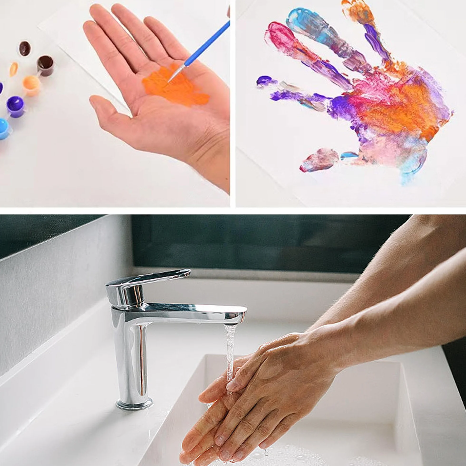 QSLKI Kit di Impronte di Mani per Famiglia, Nero, Cornice Impronta Mani e Piedi Neonati con Spazio, Kit di Impronte Delle Mani dei Membri Della Famiglia, 4 Deflettori, 6 Vernici, Stampa di Zampe