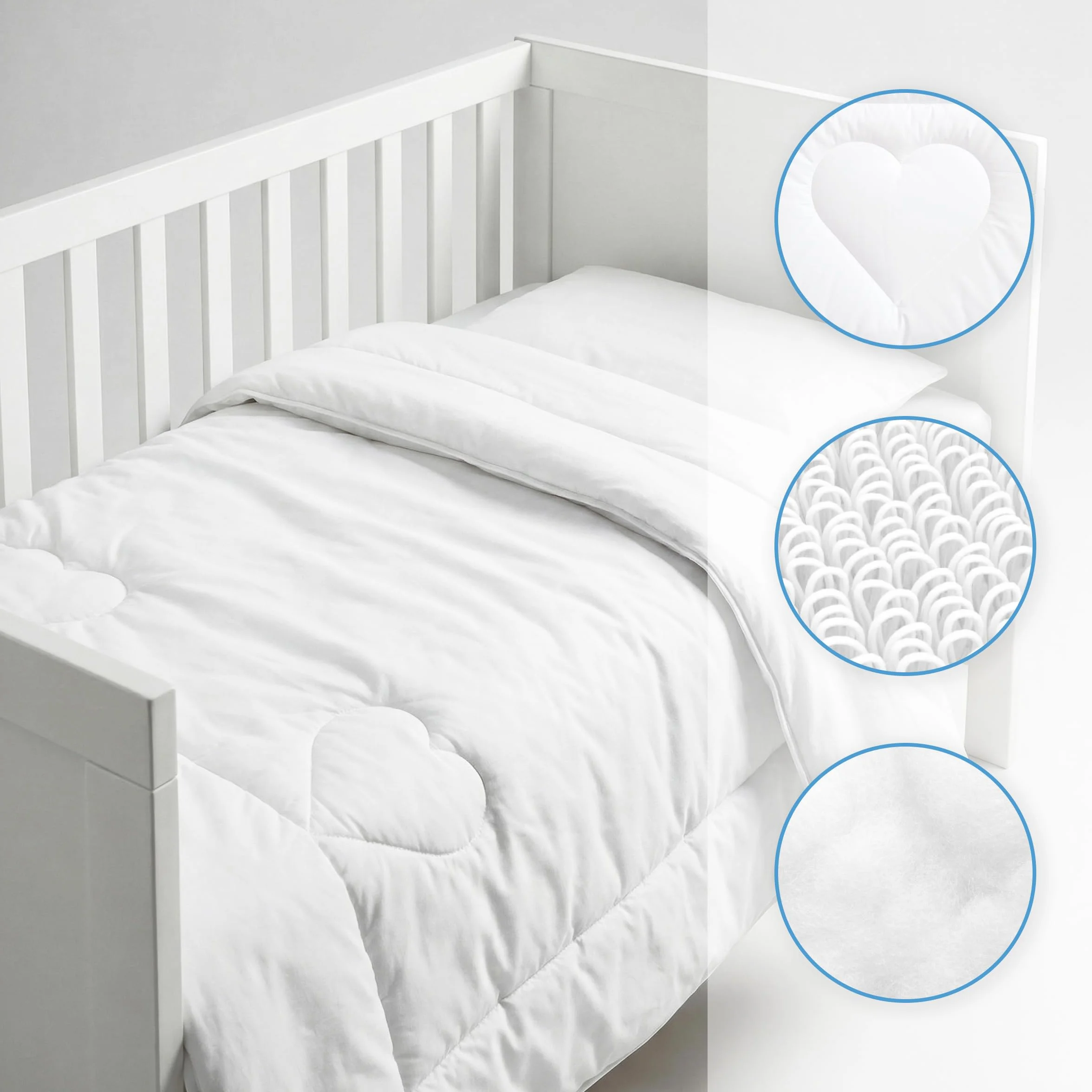 Baby Comfort Anti Allergia Bambino Piumino e Cuscino Set 120x90 per Culla (12 mesi+)